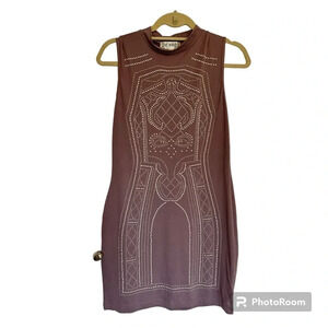 Say What? Lavender Bedazzled Bodycon Mini Sleeveless Dress Size Large